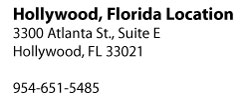 Hollywood Florida Location, 3300 Atlanta St. #15-E Hollywood FL 33021Location